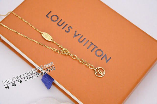 Louis Vuitton新款飾品 路易威登字母b項鏈 LV簡約字母金色可調節鎖骨鏈  zglv2230
